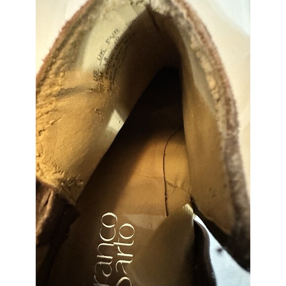 Women’s Franco Sarto Braided Fringe Brown Wedge Ankle Boots Bootie Sz. 10M - Picture 13 of 15